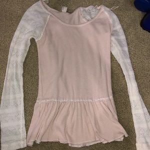 Free people white and light pink long sleeve